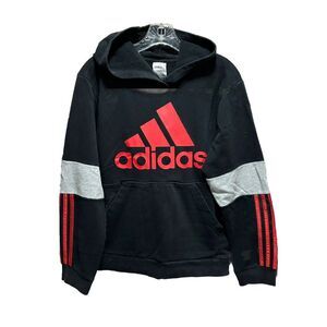 Adidas Youth‎ Black/Red Pullover Logo Long Sleeve Hoodie Size L (14-16) Pocket